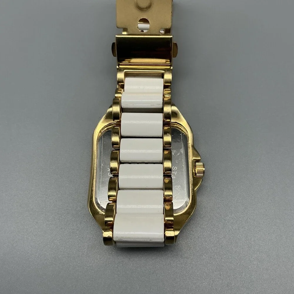 Peugeot Womens Watch 35mm Gold Tone MOP Crystal Bezel New Battery 7.25
